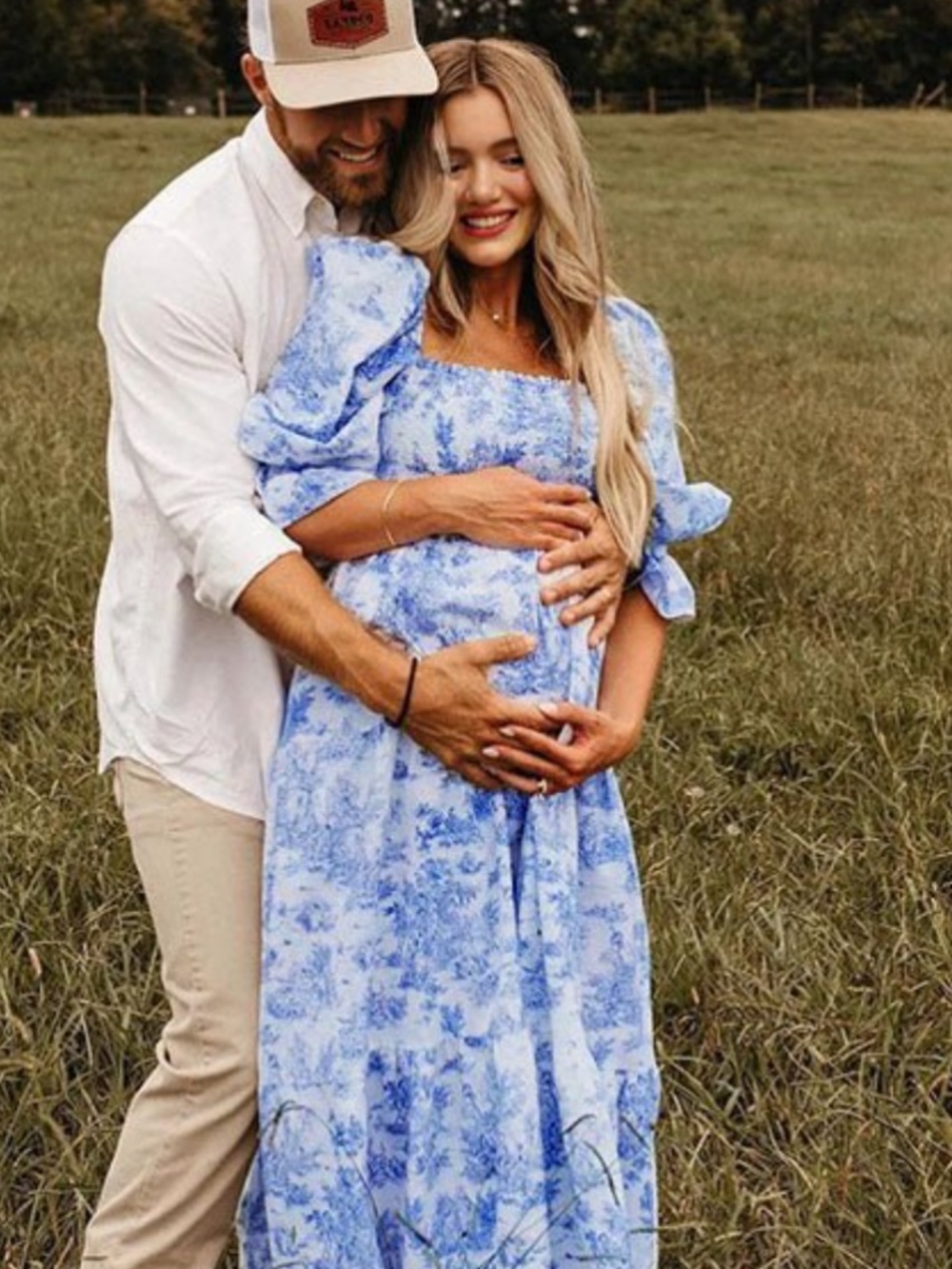 Momyknows BNWT Off-shoulder Blue & White Maxi Maternity Dress